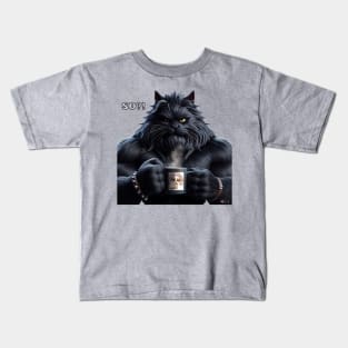 Huge Coffee Cat by focusln Kids T-Shirt